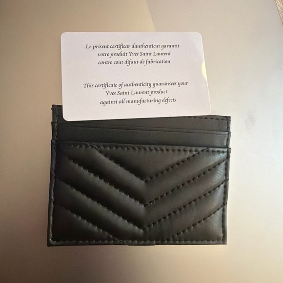 Saint Laurent Black Leather Textured Card Holder - Picture 5 of 5